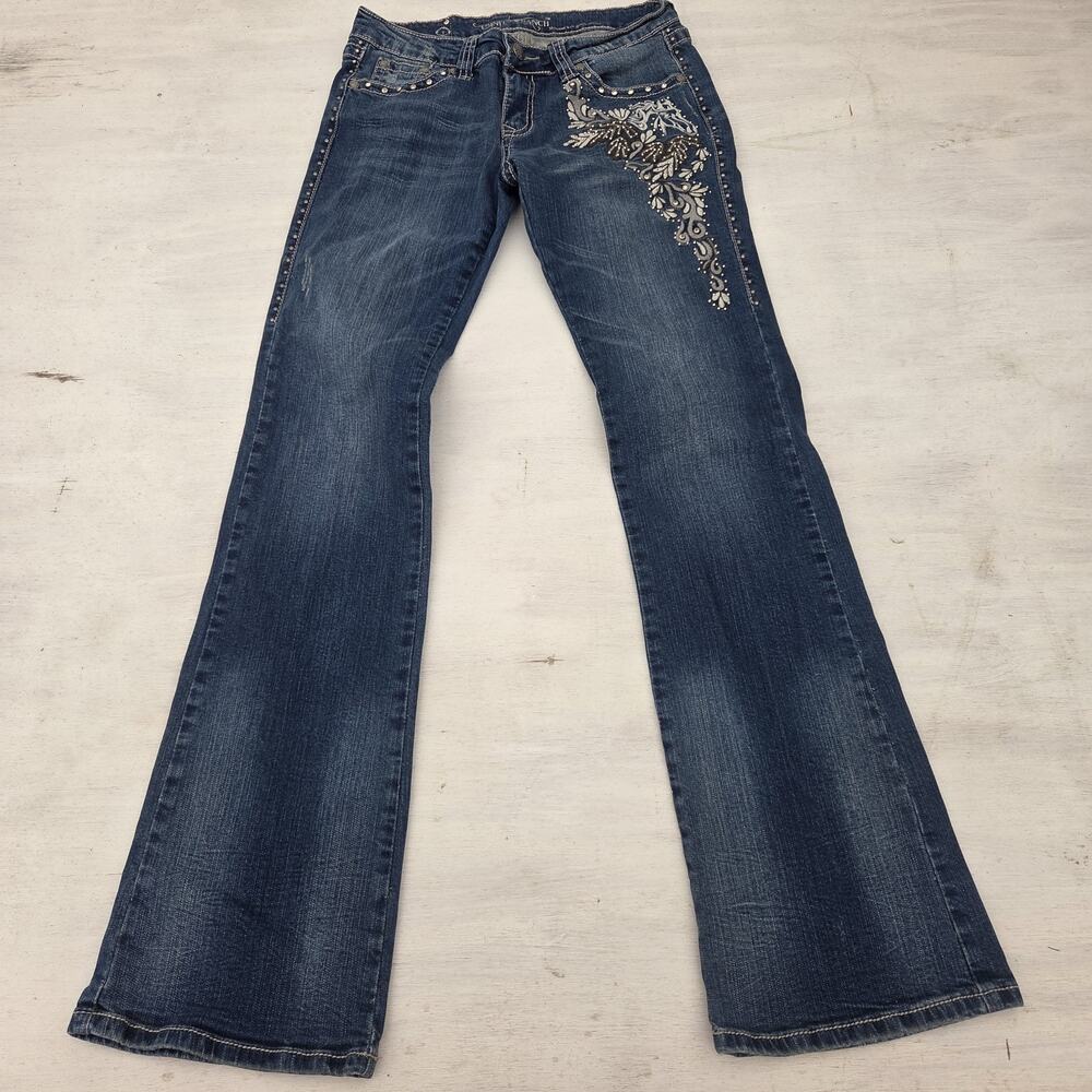 Trinity Ranch Montana West Junior 7 Jeans Bootcut Embroidered Western Rhinestone